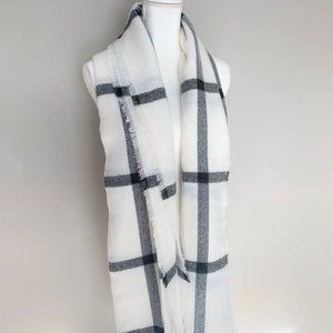 Super Soft Black & White Plaid Scarf - NWT